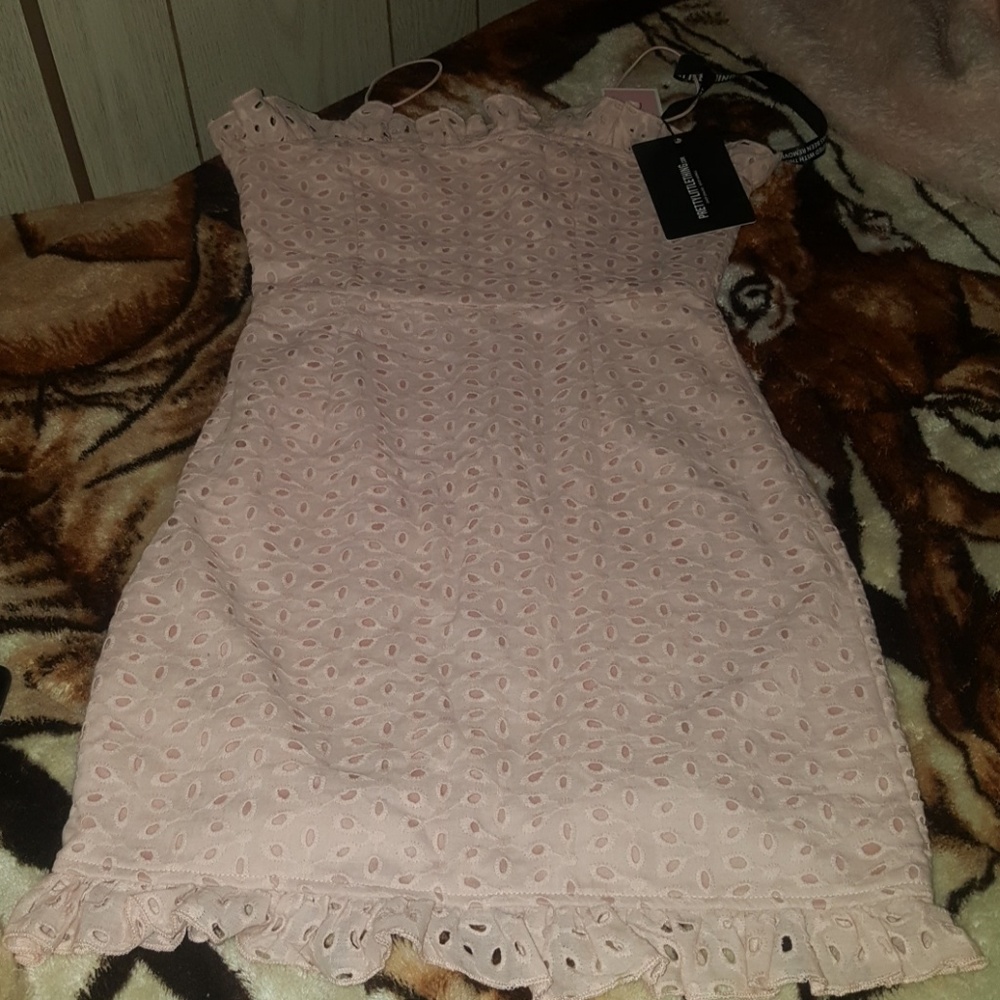 Light Pink Strappy Ruffled Dress